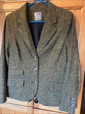 Vintage Olive Tweed Blazer Jacket